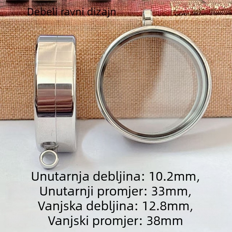 Ogrlica s okruglim privjeskom od nehrđajućeg čelika, konveksna površina, elektroplatiranje, svestran stil