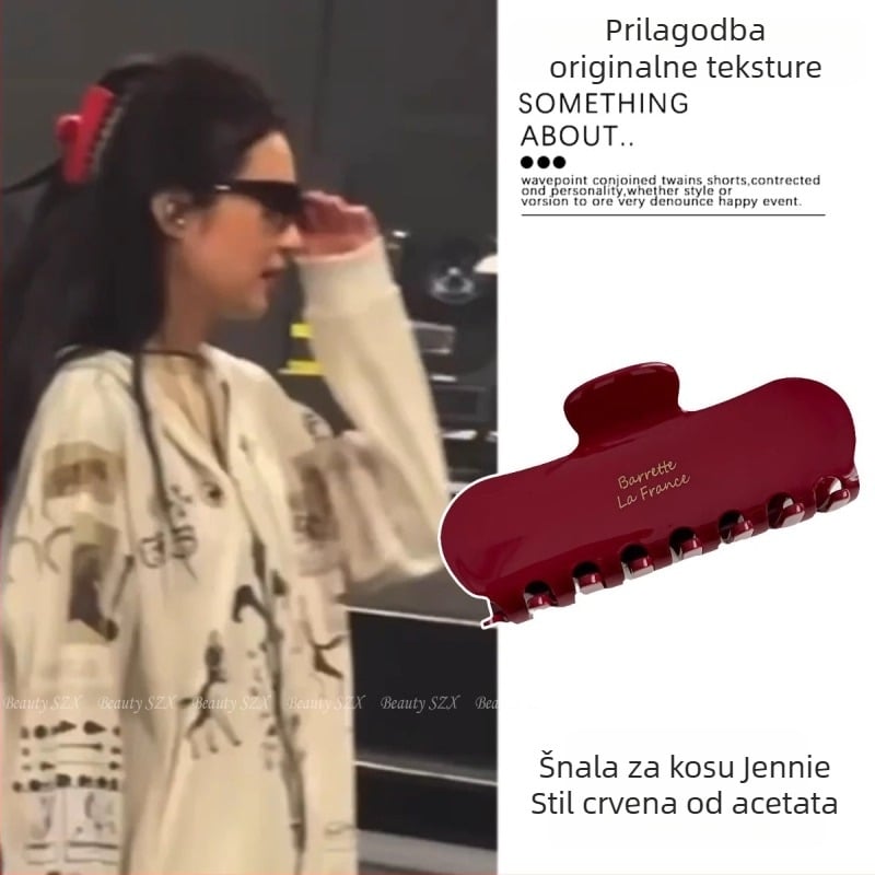 Klip za kosu s dizajnom ajkule, pravokutnog oblika, luksuzan dojam; ručna izrada; materijal: octena kiselina; izlazak: ljeto 2025