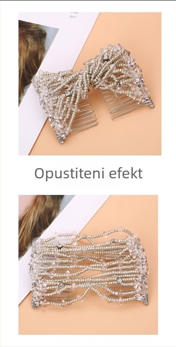 Aluminijski češalj za kosu s perlama, za ženske frizure, rombo dizajn, tkano završavanje