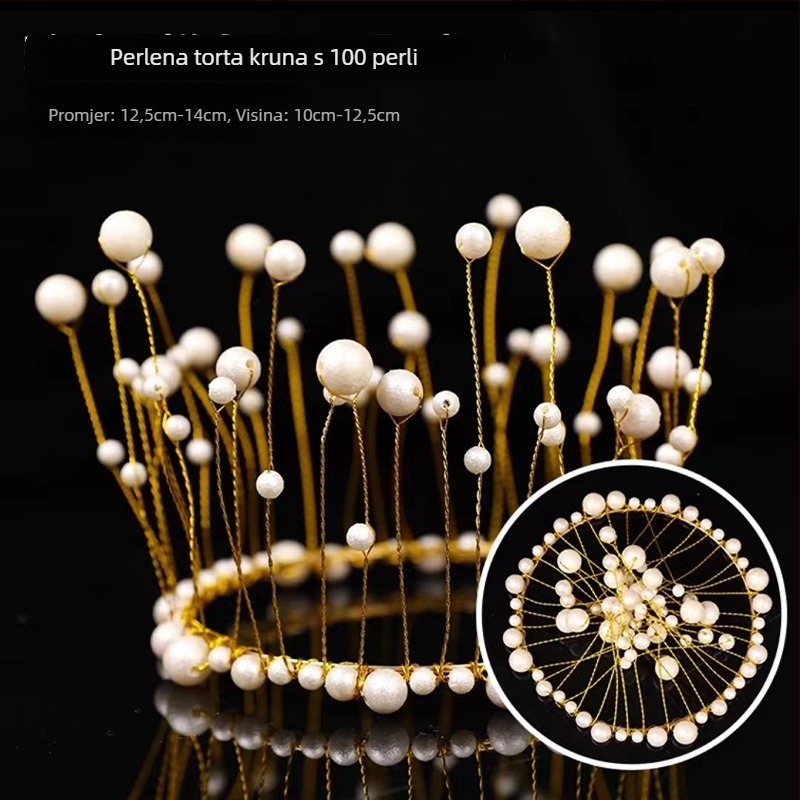 Krona za glavu s perlama, ručna izrada, mliječnobijeli kristal, stil internetske zvijezde, žene