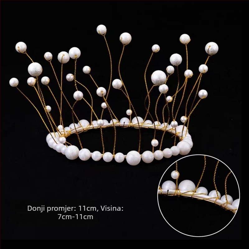 Krona za glavu s perlama, ručna izrada, mliječnobijeli kristal, stil internetske zvijezde, žene