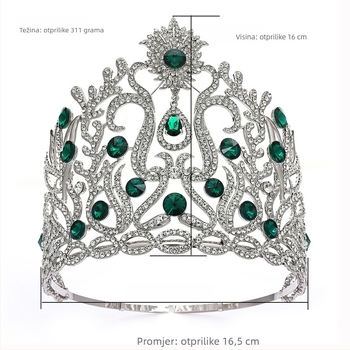 Prilagodljiva egzotična unisex kruna za pozornicu – legura, elektroplatiranje, dijamantna obrada, vjenčana tiara, prilagodljiva