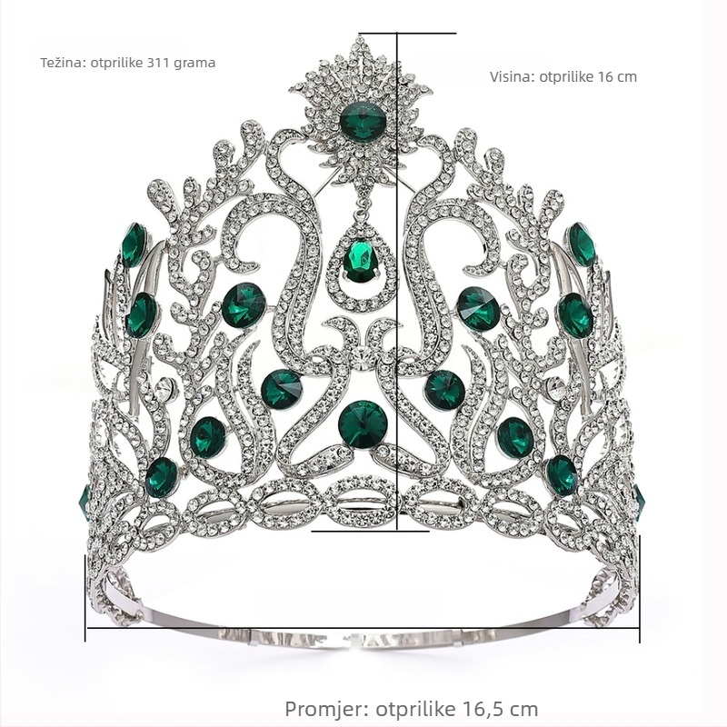 Prilagodljiva egzotična unisex kruna za pozornicu – legura, elektroplatiranje, dijamantna obrada, vjenčana tiara, prilagodljiva