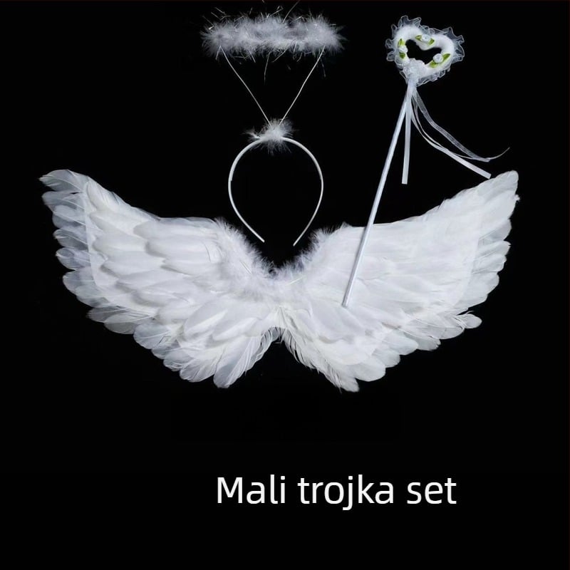 Anđeoska krila za leđa – dječji cosplay rekvizit, ručno izrađeno od perja