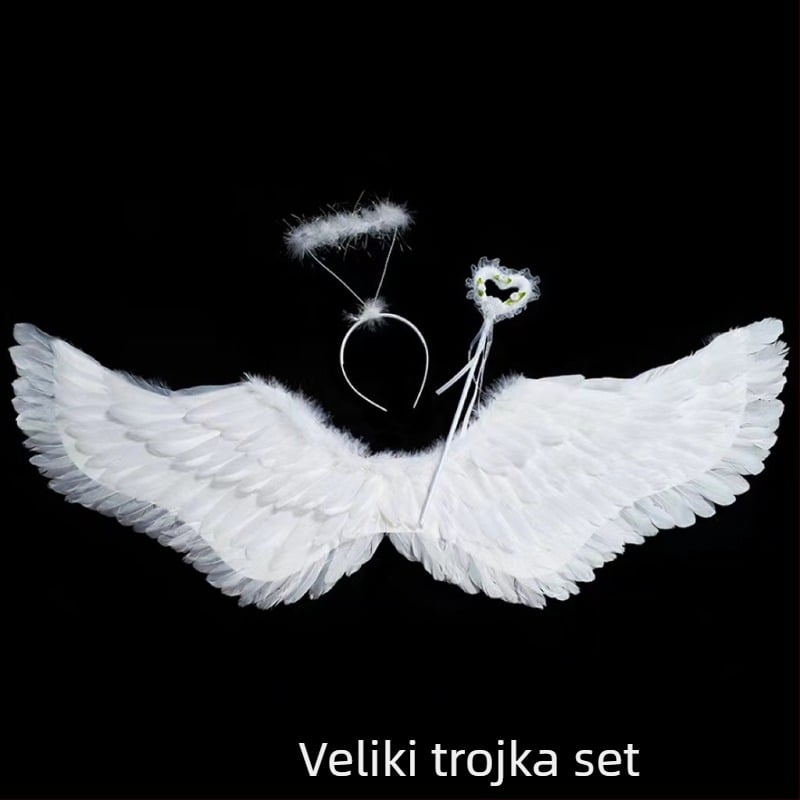 Anđeoska krila za leđa – dječji cosplay rekvizit, ručno izrađeno od perja
