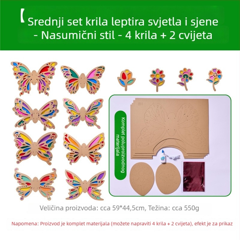 DIY set za krila leptira za djecu — papirni materijal, uzrast 4–6 godina
