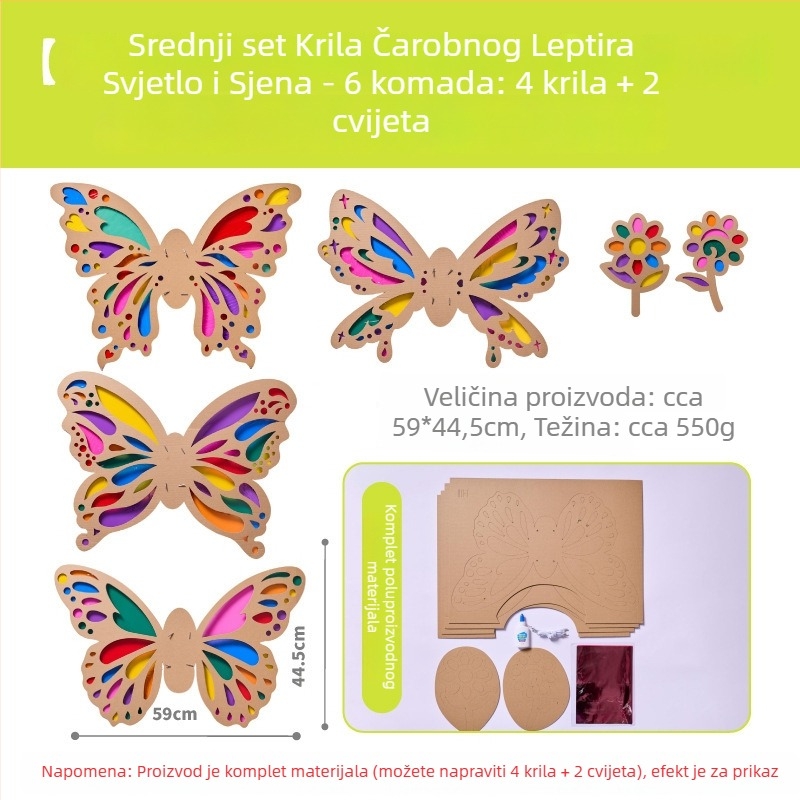DIY set za krila leptira za djecu — papirni materijal, uzrast 4–6 godina