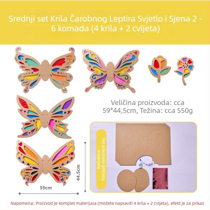 DIY set za krila leptira za djecu — papirni materijal, uzrast 4–6 godina