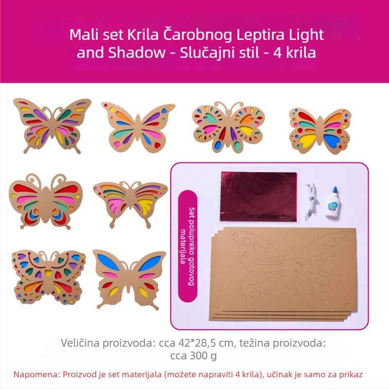 DIY set za krila leptira za djecu — papirni materijal, uzrast 4–6 godina