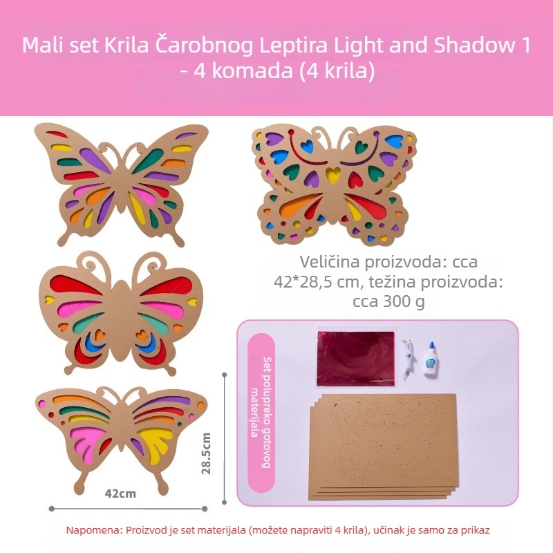 DIY set za krila leptira za djecu — papirni materijal, uzrast 4–6 godina