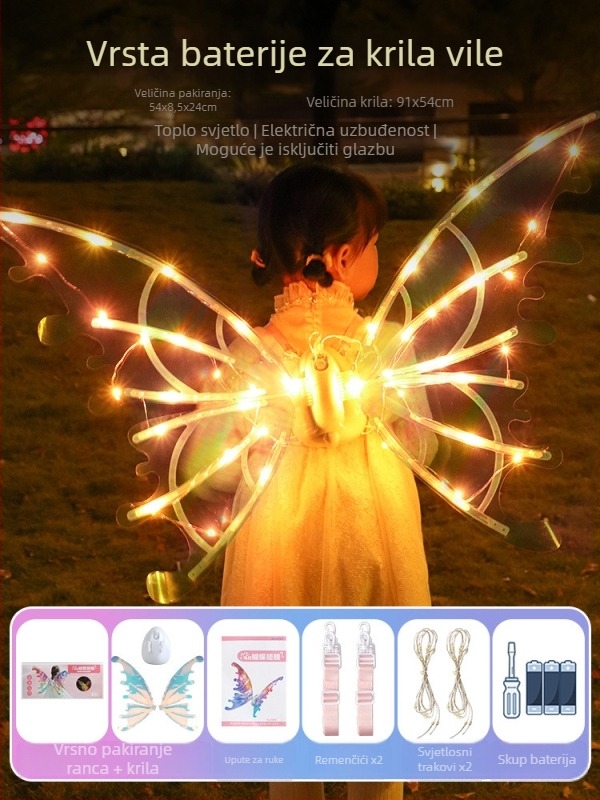 Interaktivna svjetleća igračka s pokretnim krilima, električnim leptir krilima, za djecu 7–14 godina