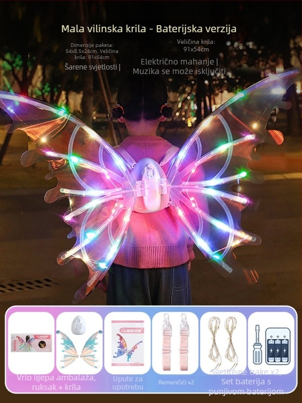 Interaktivna svjetleća igračka s pokretnim krilima, električnim leptir krilima, za djecu 7–14 godina