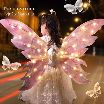Svetleća krila vila leptira s pokretnim LED svjetlima, plastična rekvizita za predstave, 14+ godina
