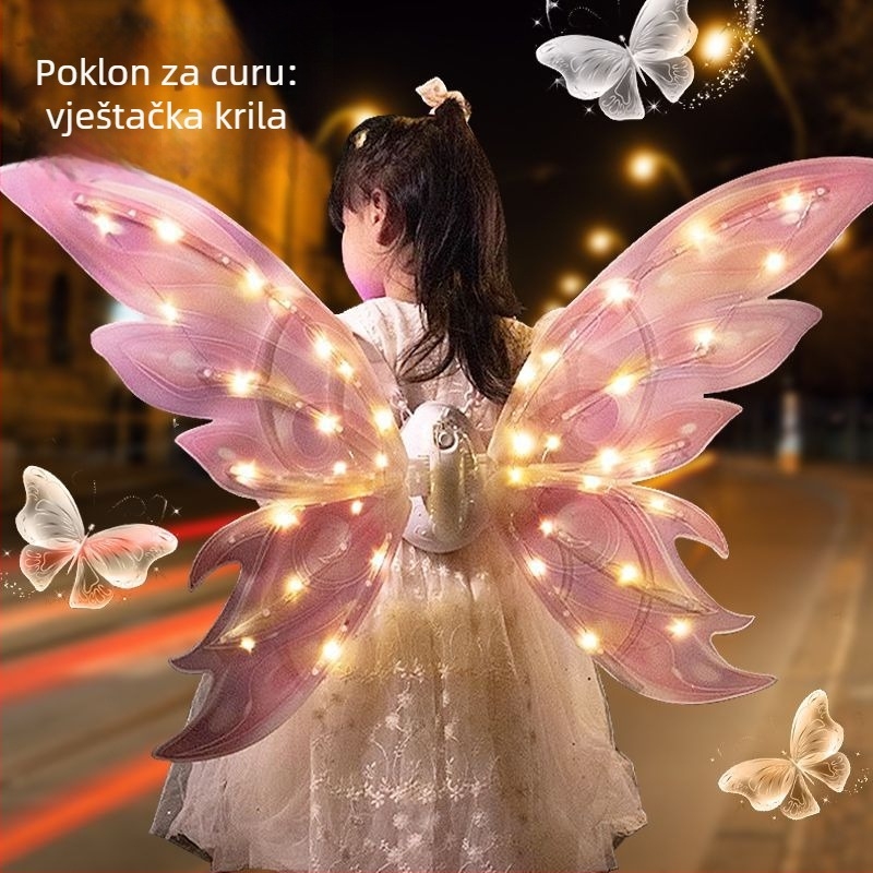 Svetleća krila vila leptira s pokretnim LED svjetlima, plastična rekvizita za predstave, 14+ godina
