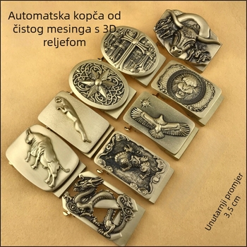 Bakrena automatska kopča za pojas, retro stil, pogodna za slobodno vrijeme.