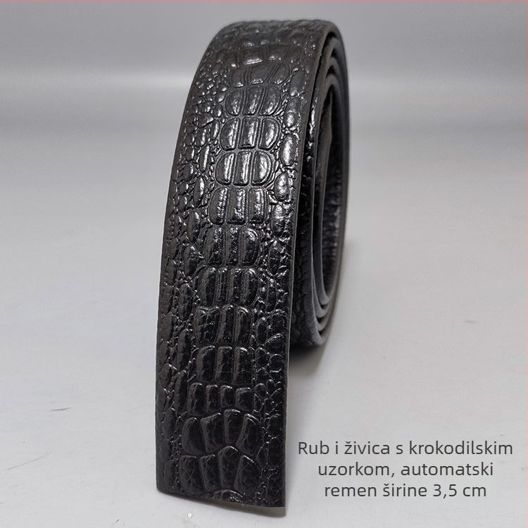 Dvostrani pojas od prve slojevne teleće kože s automatskom kopčom, reljefna obrada, širina 3 cm