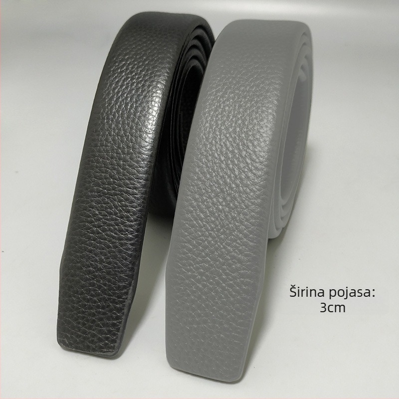 Dvostrani pojas od prve slojevne teleće kože s automatskom kopčom, reljefna obrada, širina 3 cm