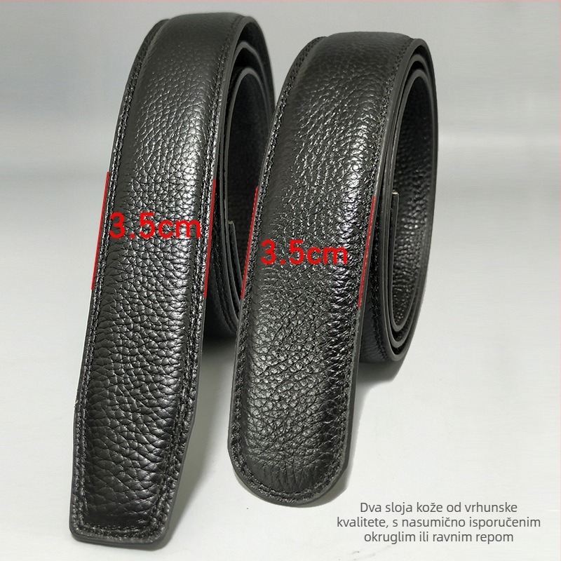 Dvostrani pojas od prve slojevne teleće kože s automatskom kopčom, reljefna obrada, širina 3 cm