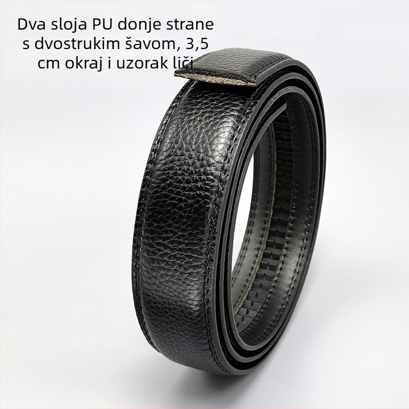 Dvostrani pojas od prve slojevne teleće kože s automatskom kopčom, reljefna obrada, širina 3 cm