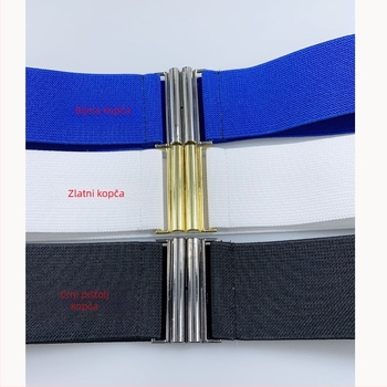 Elastični pojas za haljinu sa širokom metalnom kopčom, prugast uzorak