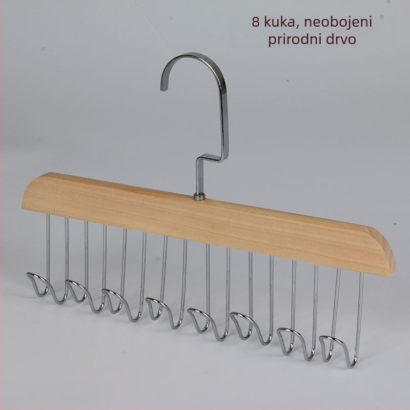 Drveni držač pojaseva, multitask za kravate i šalove, moderan jednostavan stil, metalne kukice