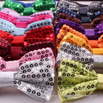 Sequined bow tie za kazališnu izvedbu, unisex, plosni vrh, jacquard konstrukcija, monokratski uzorak, plastični materijal s poliesterom, za odrasle