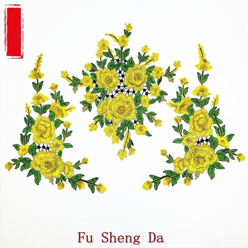 Aplikacija cvijeta za ovratnik, vodotopna šivana applikacija, trodimenzionalno laminiranje, poliester vlakno, marka Fusheng Da