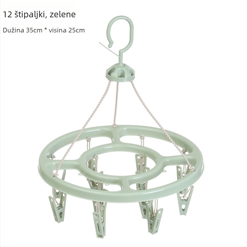 Kružni plastični sušilac za odjeću s 24 klipsa – pogodna za vješalice, stalke za hlače i vješalice za kravate