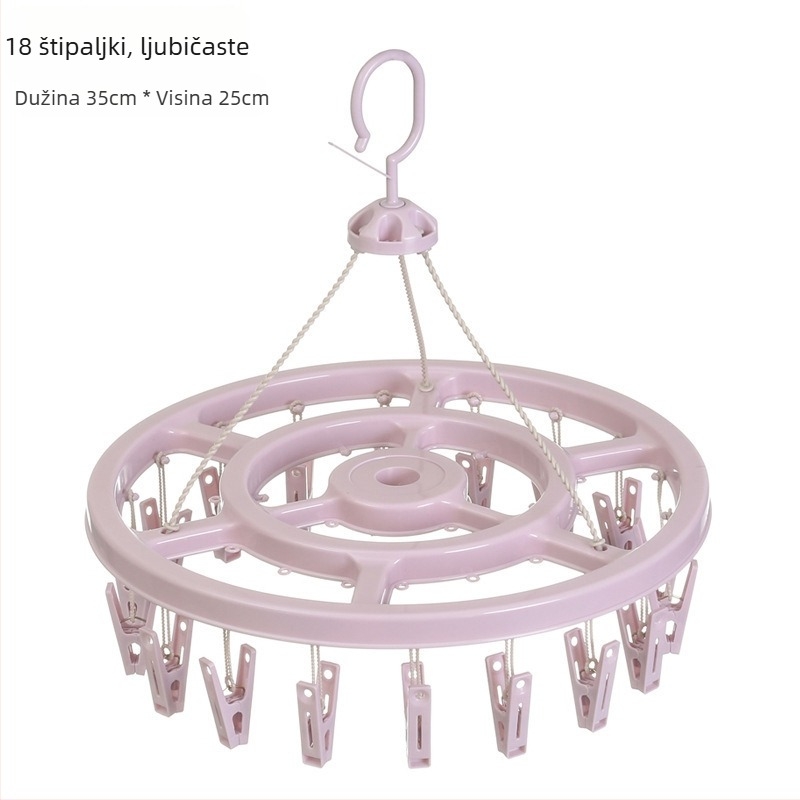 Kružni plastični sušilac za odjeću s 24 klipsa – pogodna za vješalice, stalke za hlače i vješalice za kravate