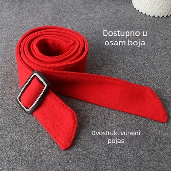 Dvostrani ženski vuneni pojas – široki s mašnicom za kaput, korejski stil; Materijal: Vuna; Kopča: Plastika; Zatvaranje: Automatsko; Širina: >4 cm; Stil: Modni gradski