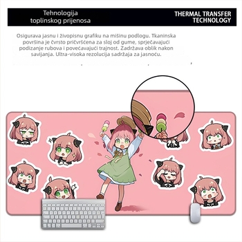 Karikatura desk mat za miš, tkanina, protuklizna, jednostrani, prijenos topline, OEM obrada