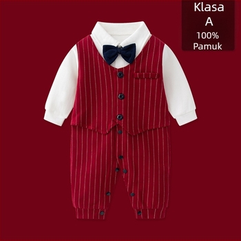 Brumi Romper za dječaka, britanski stil, dugi rukav, 100% pamuk, kopčanje sprijeda