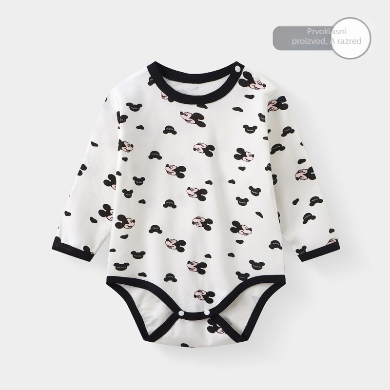 Novorođeno unisex pamuk romper, dugi rukavi, preko glave, 100% pamuk