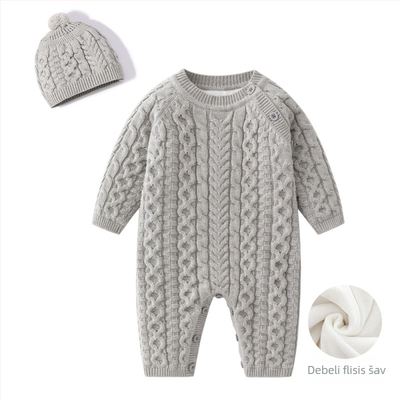 Bebi kombinezon od 100% pamuka, fleece podstava, dugi rukavi, prednje kopče