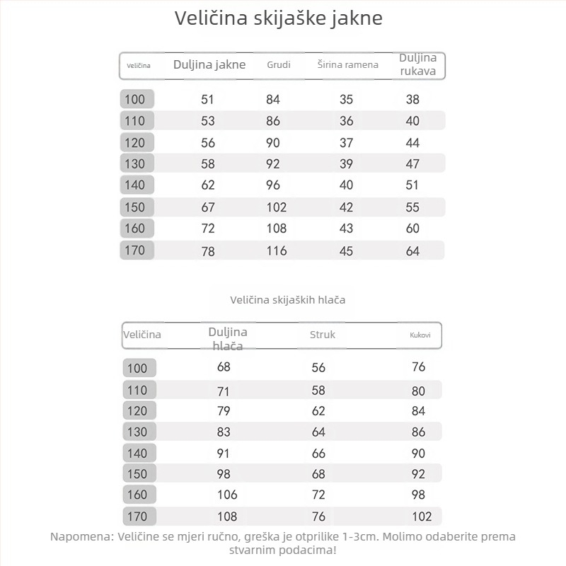 Dječji skijaški komplet za djevojčice: poliester tkanina, podstava od jagnjeće vune, punilo Space Cotton