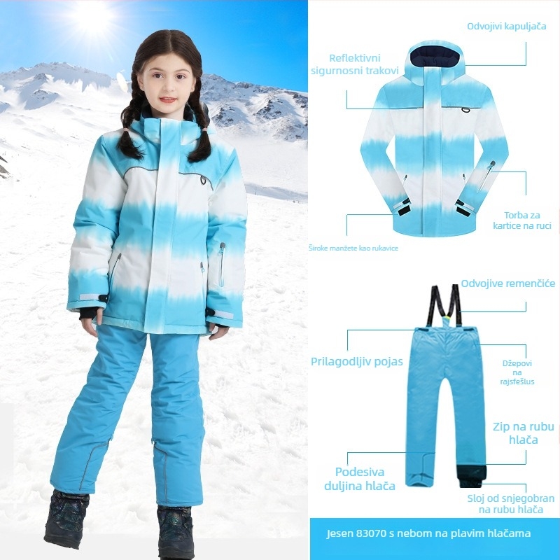 Dječji skijaški komplet za djevojčice: poliester tkanina, podstava od jagnjeće vune, punilo Space Cotton