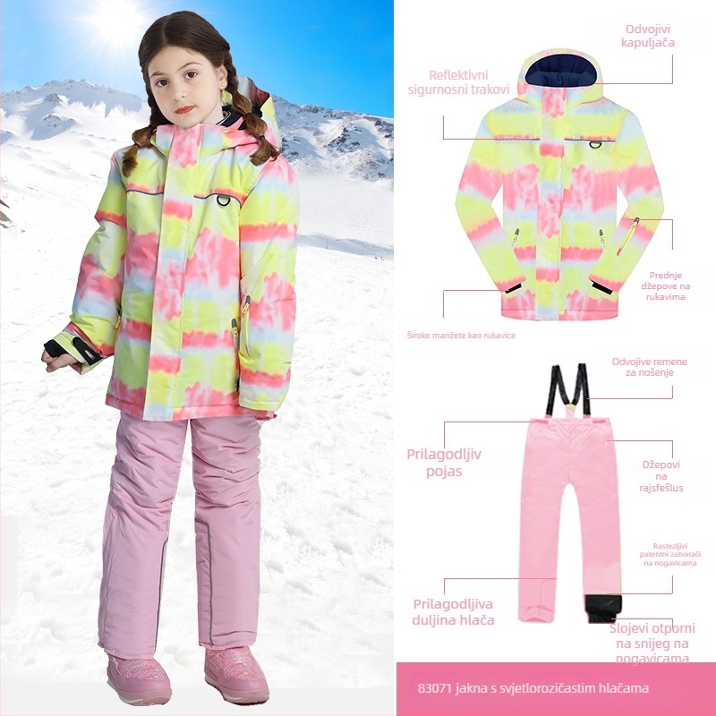 Dječji skijaški komplet za djevojčice: poliester tkanina, podstava od jagnjeće vune, punilo Space Cotton
