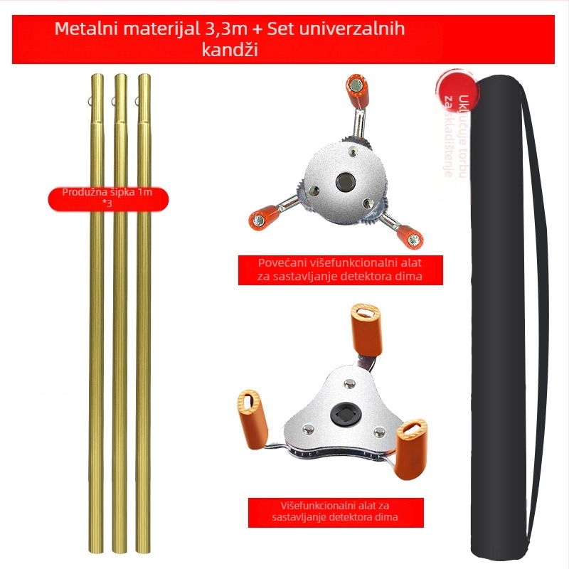 Hudun alat za demontažu od aluminijske legure za detektore dima i senzore temperature; set od 6 komada; kompatibilan s različitim markama senzora dima i temperature; alati za demontažu