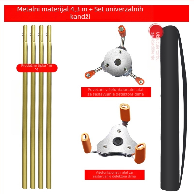 Hudun alat za demontažu od aluminijske legure za detektore dima i senzore temperature; set od 6 komada; kompatibilan s različitim markama senzora dima i temperature; alati za demontažu