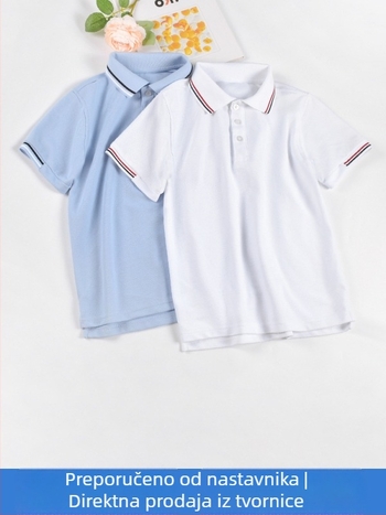 Polo majica od pamuka za ljeto 2024, prugasti ili jednobojni uzorak, za djecu iznad 140 cm.