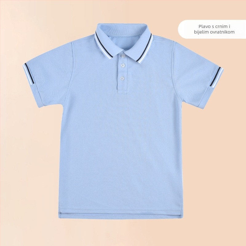 Polo majica od pamuka za ljeto 2024, prugasti ili jednobojni uzorak, za djecu iznad 140 cm.