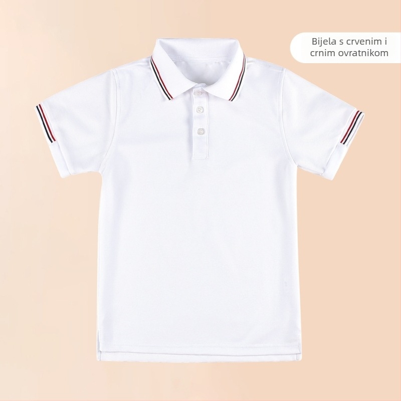 Polo majica od pamuka za ljeto 2024, prugasti ili jednobojni uzorak, za djecu iznad 140 cm.