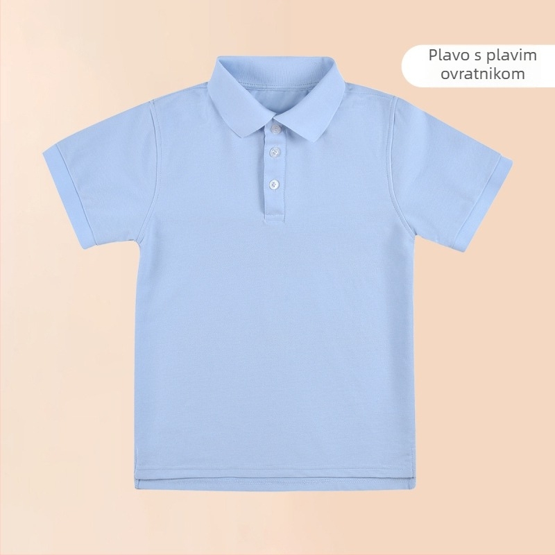 Polo majica od pamuka za ljeto 2024, prugasti ili jednobojni uzorak, za djecu iznad 140 cm.