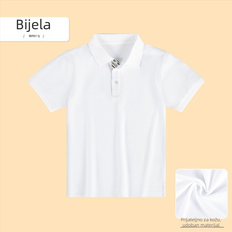 Polo majica od pamuka za ljeto 2024, prugasti ili jednobojni uzorak, za djecu iznad 140 cm.