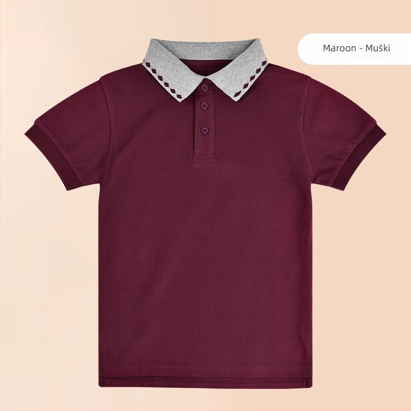 Polo majica od pamuka za ljeto 2024, prugasti ili jednobojni uzorak, za djecu iznad 140 cm.