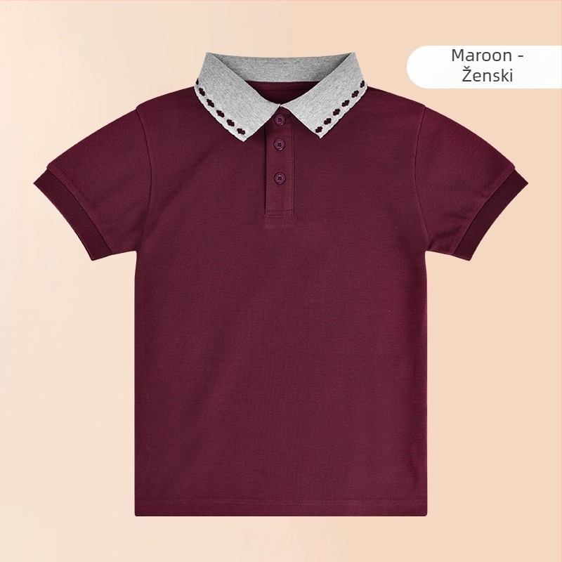 Polo majica od pamuka za ljeto 2024, prugasti ili jednobojni uzorak, za djecu iznad 140 cm.