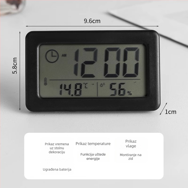 Stolni budilnik s luminescentnim zaslonom, kalendar, LCD brojčani prikaz, baterijsko napajanje, jednostavan moderni dizajn