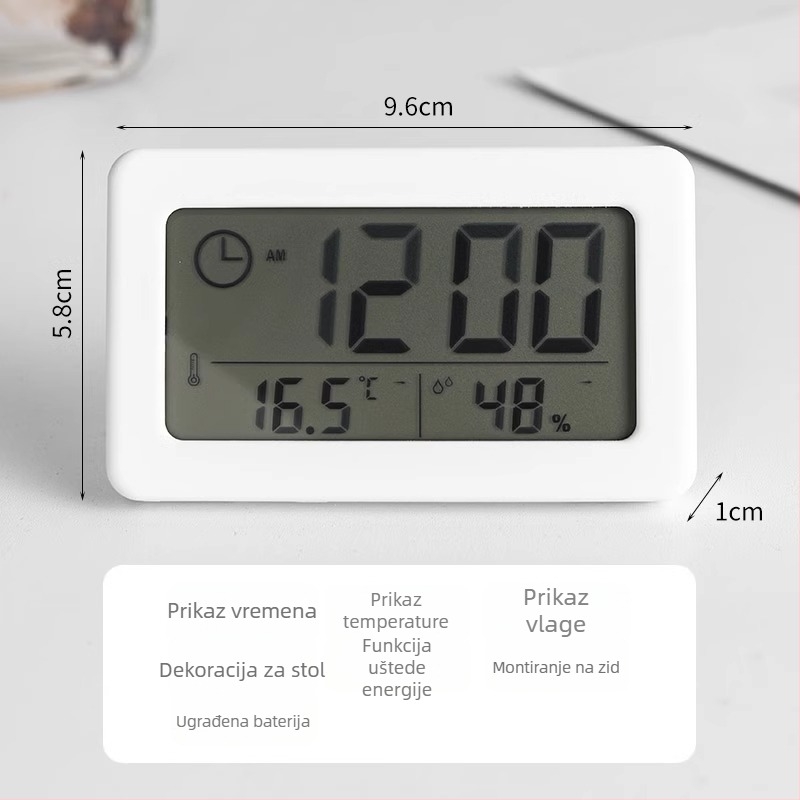 Stolni budilnik s luminescentnim zaslonom, kalendar, LCD brojčani prikaz, baterijsko napajanje, jednostavan moderni dizajn