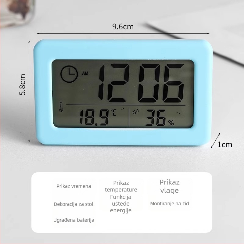Stolni budilnik s luminescentnim zaslonom, kalendar, LCD brojčani prikaz, baterijsko napajanje, jednostavan moderni dizajn