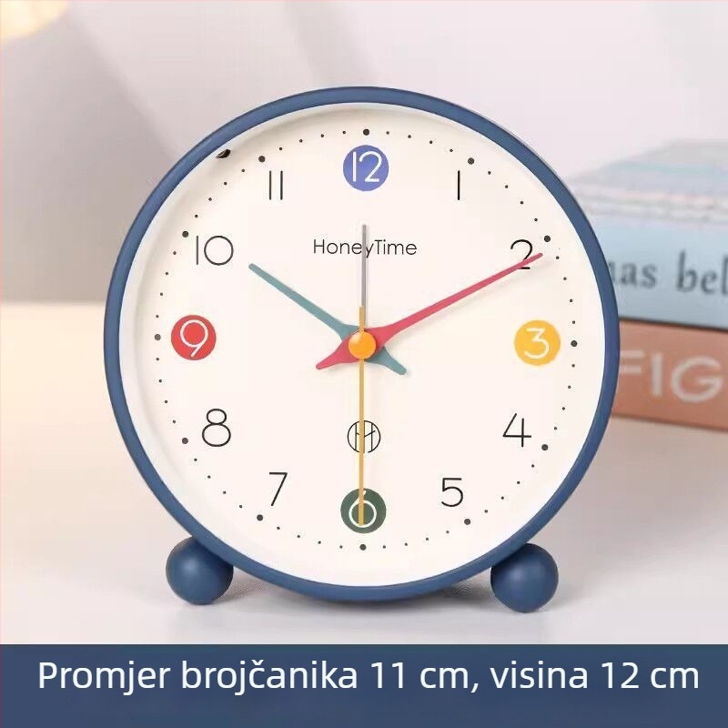 Stolni budilnik za djecu - crtani stil, analogni brojčanik, napajan baterijom, svijetli i s alarmom